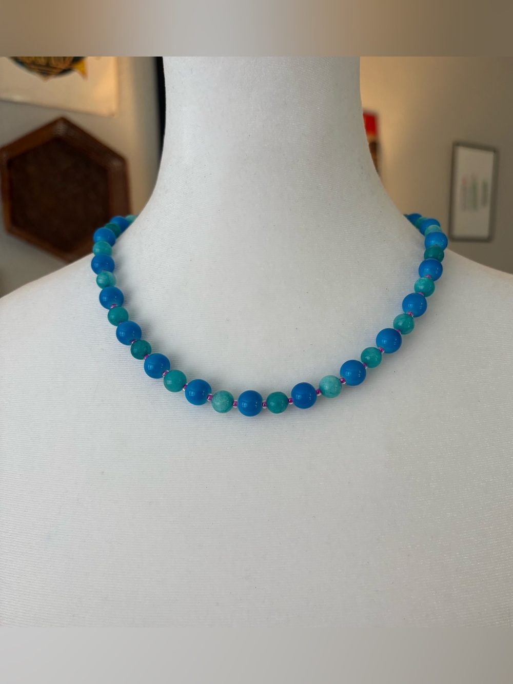 Handcrafted Blue & Turquoise Beaded Women's Necklace